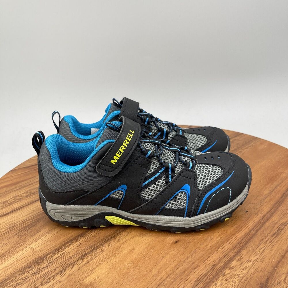 Merrell Trail Chaser Hiking Shoes Youth Boys Size 2.5 M Black Blue Trail Walking